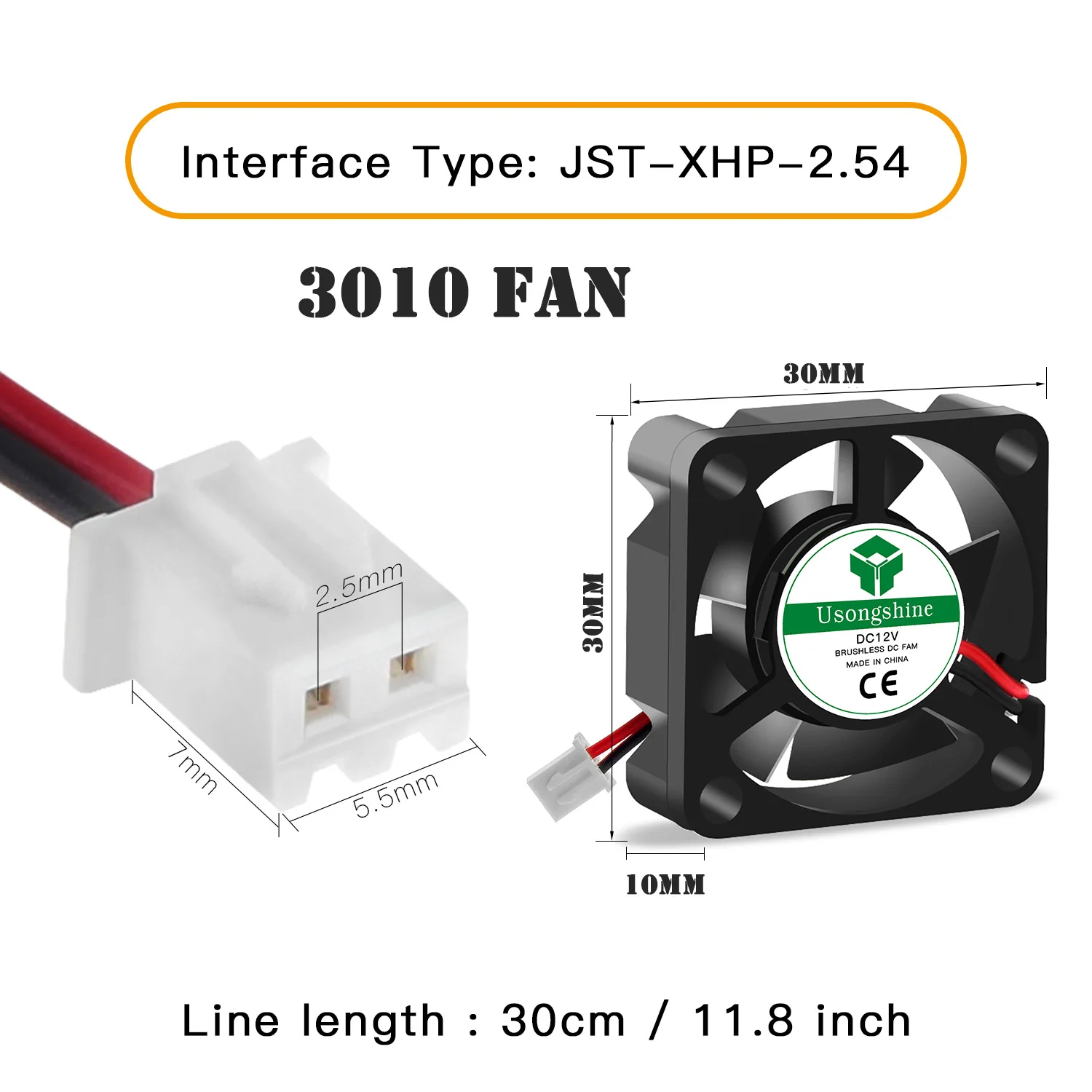 Advanced Brushless Cooling Turbo Fan for 3D Printers - 12V/24V Dual Voltage, 2-Pin DC Extruder Cooler Blower in Black Plastic