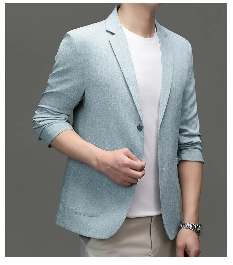 Slim Fit Herrenanzüge & Blazer 2026 Frühling Sommer Lässige Oberteile Kleine Anzugjacken Jugendmode Einfarbige Einreihige Mäntel – Detail 18