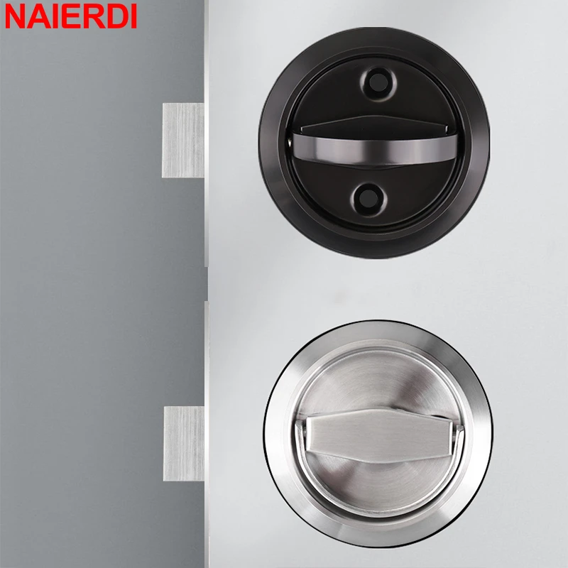 Round Recessed Door Lock Stainless Steel Hidden Cup Door Handle Sliding Lock Privacy Pocket Lockers door lock