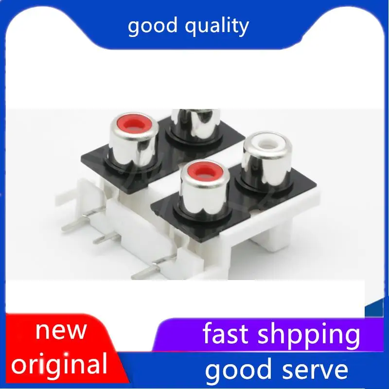 10pcs original new AV4-8.4-9 Same core socket 6-pin RCA socket 4-hole PCB soldered audio and video lotus socket