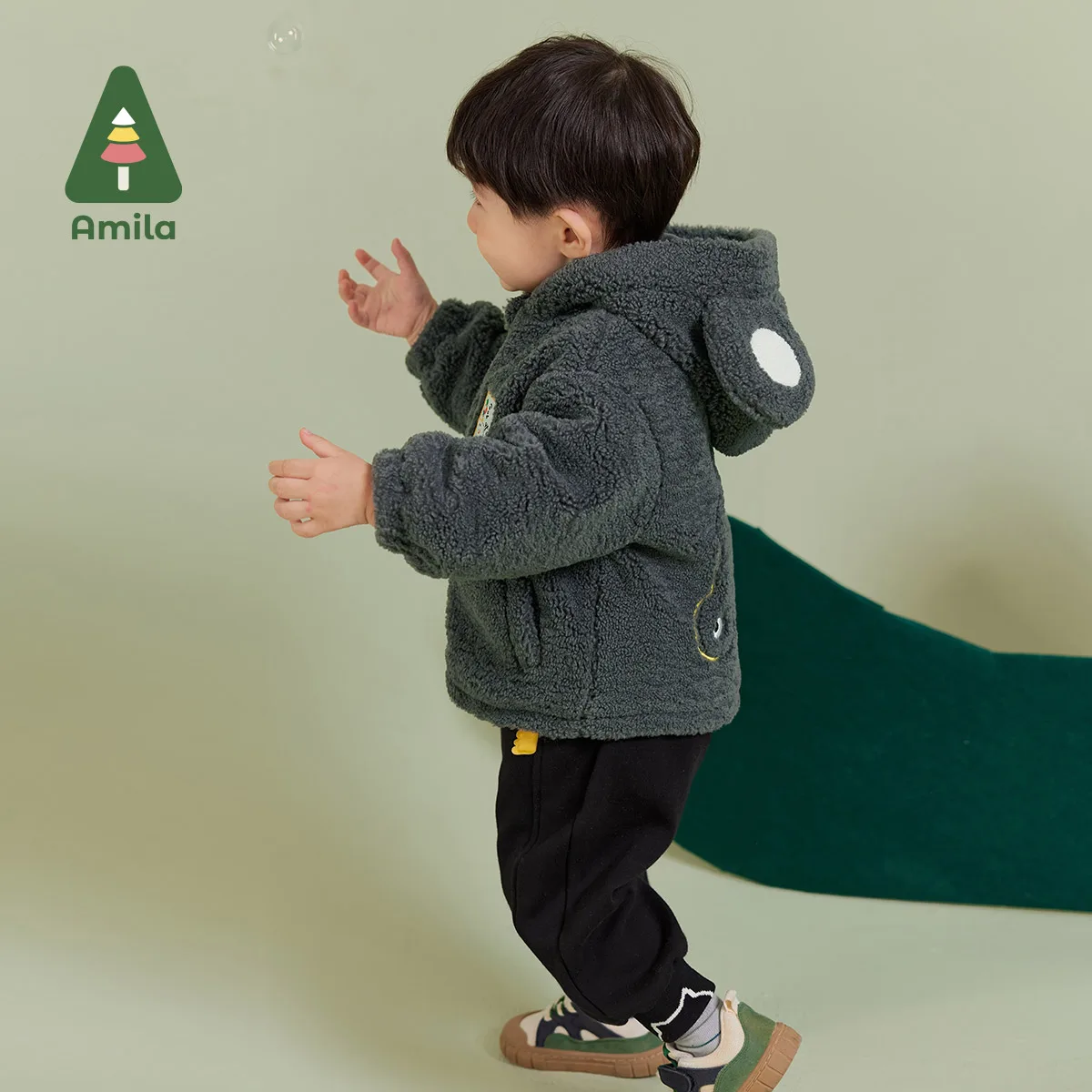 Amila Baby Boy Coat Winter New Multicolour Hooded Fleecing Big-eared Hat Cute Toddler Outerwear Baby Clothing