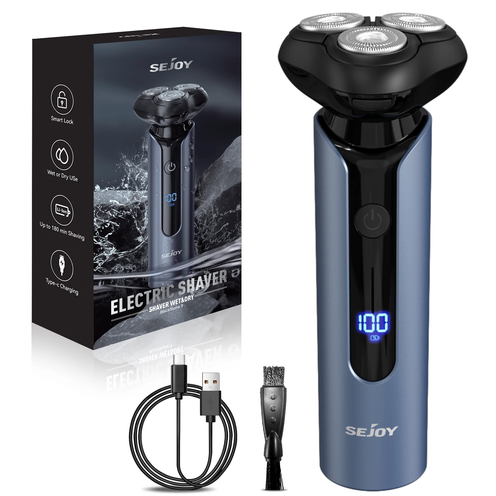 Electric Shaver Electric Razor Rotary Shaver Electrical Rotary Shaver Cordless Shaver Sejoy Electric Shaver for Men 3D Floating Blade Washable Type-C USB Rechargeable Beard Razor Trimmer Machine For Barber