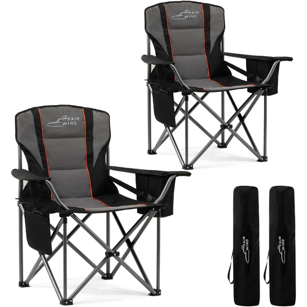 

2 Pack Oversized Fully Padded Camping Chair with Lumbar Support, chaise camping pliante folding chair chaise portable