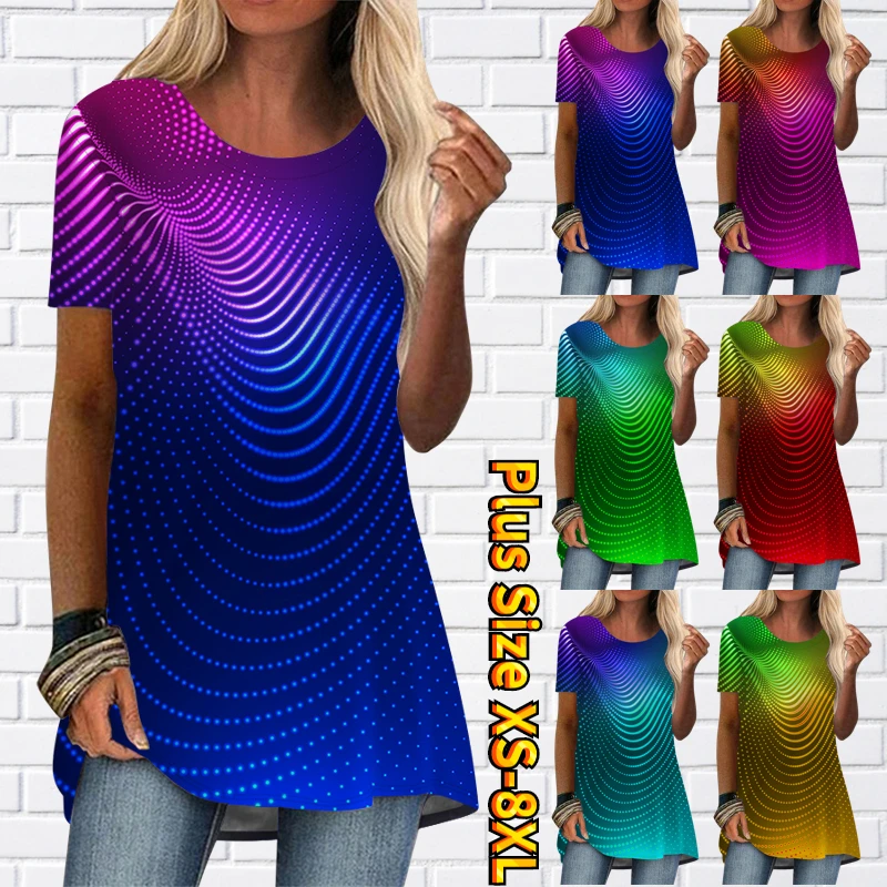 2022 New Trend Women'S Short Sleeve T-Shirt 3D Flower Print Oil Painting Shirt Summer Round Neck Loose Comfortable Tee Shirt