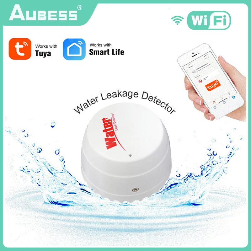 

WiFi TUYA Water Leak Detector Flood Sensor Water Linkage Alarm Smart Life APP Remote Monitoring Flood Alert Overflow Security