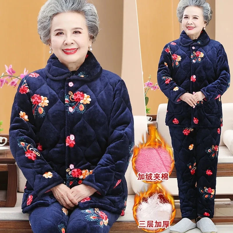 Pyjama D'hiver Pour Femme En Velours épais - Ensemble Pantalon Et Haut Chaud, Grande Taille, Vêtement De Maison