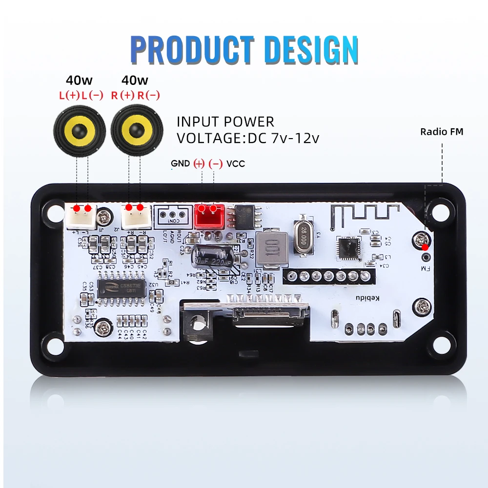 Title 30, 40W 12V Bluetooth 5.0 Audio Scheda amplificator...