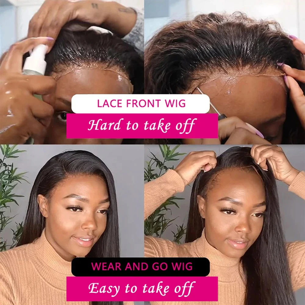 Ready To Wear Glueless Wig PrePlucked 7x5 Transparent Straight Human Hair Lace Frontal Wig 30Inch 4x4 Lace Closure Women