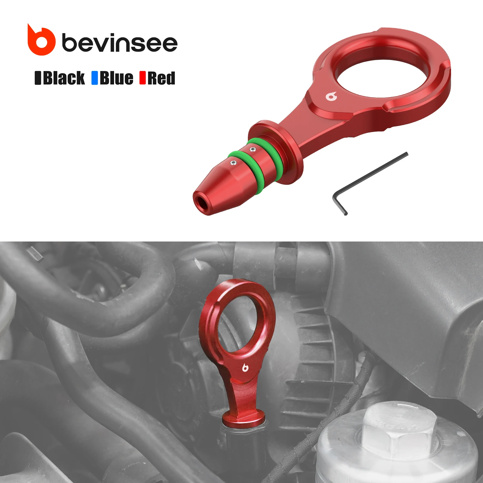 Ölmessstabgriff BEVINSEE für Audi A1 A3 S3 TT TTS SQ2 Q3, für VW Golf MK7 MK8 GTI/R für Passat B8 für Tiguan 2 für Polo, für SEAT für Cupra für Skoda Octavia, Ersatz für 06K-115-611-AB, 06K 115 611 AB