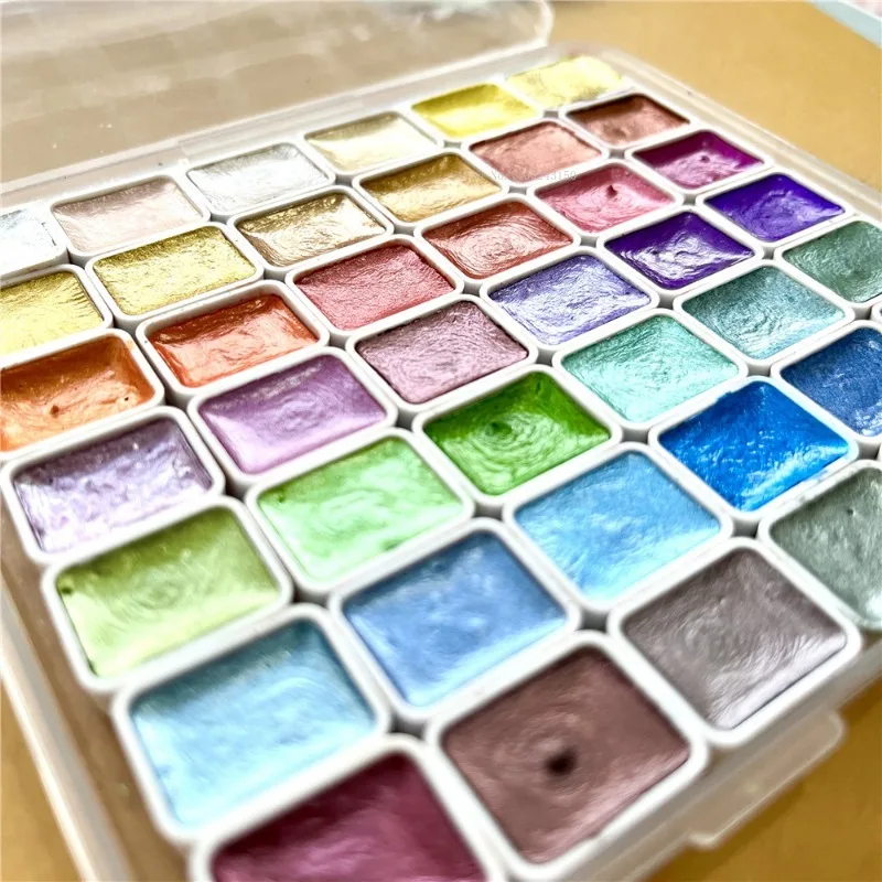 단색 진주 빛 수채화 안료, 휴대용 포장 상자, 학생 미술 수채화 그림, 창작 용품, 20 색, 42 색, 60 색, 1ml