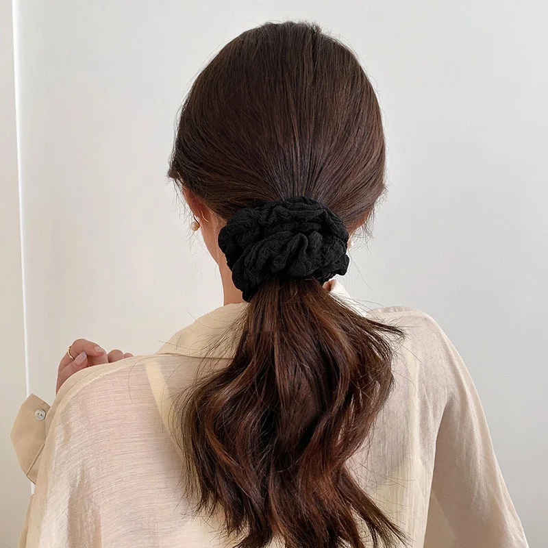 Set of Women's Solid Color Elegant Hair Scrunchies - Versatile and Fashionable Hair Accessories