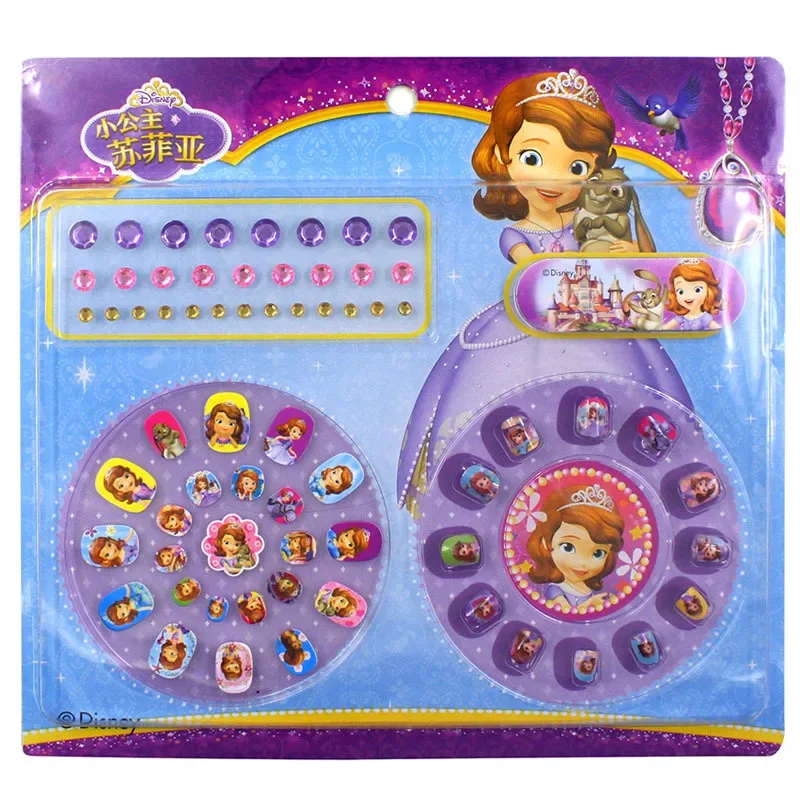 Disney Genuine Child Makeup Toy Nail Sticker Toy Diamond Mini Nail Sticker Frozen Sophia Manicure Paste makeup toy,nail art toys