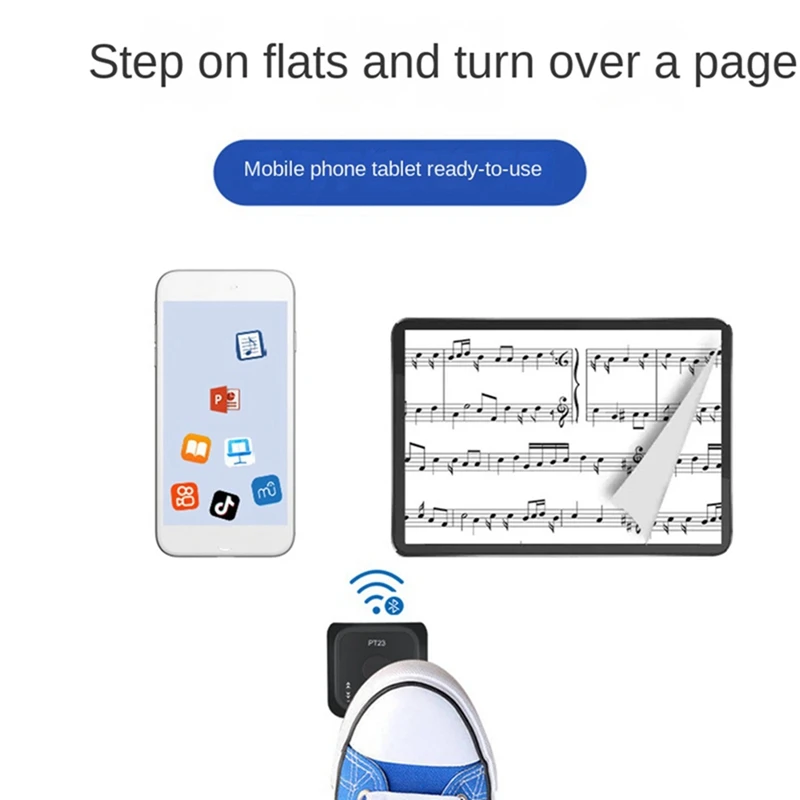 Bluetooth Wireless Page Turner Rechargeable Customize Foot Switch Pedal For Phone Electronic Music Scores E-Books White Durable