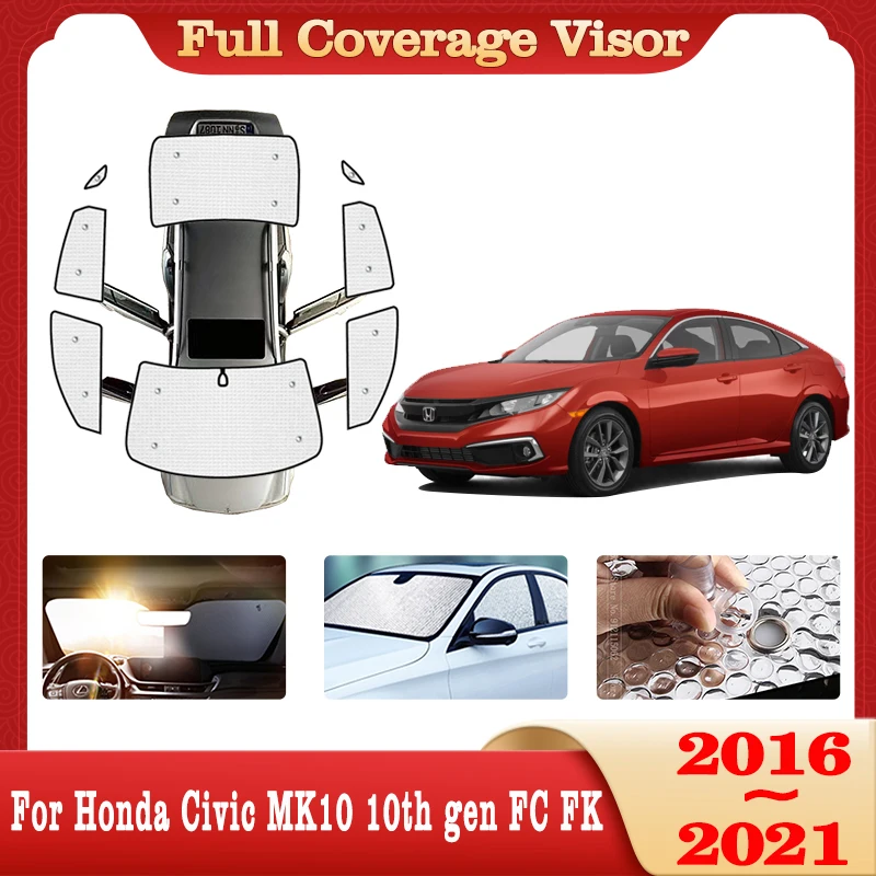 

Car Full Coverage Sunshades For Honda Civic MK10 10th gen FC FK 2016~2021 Windshield Window Anti-UV Sun Protection Visor Parasol