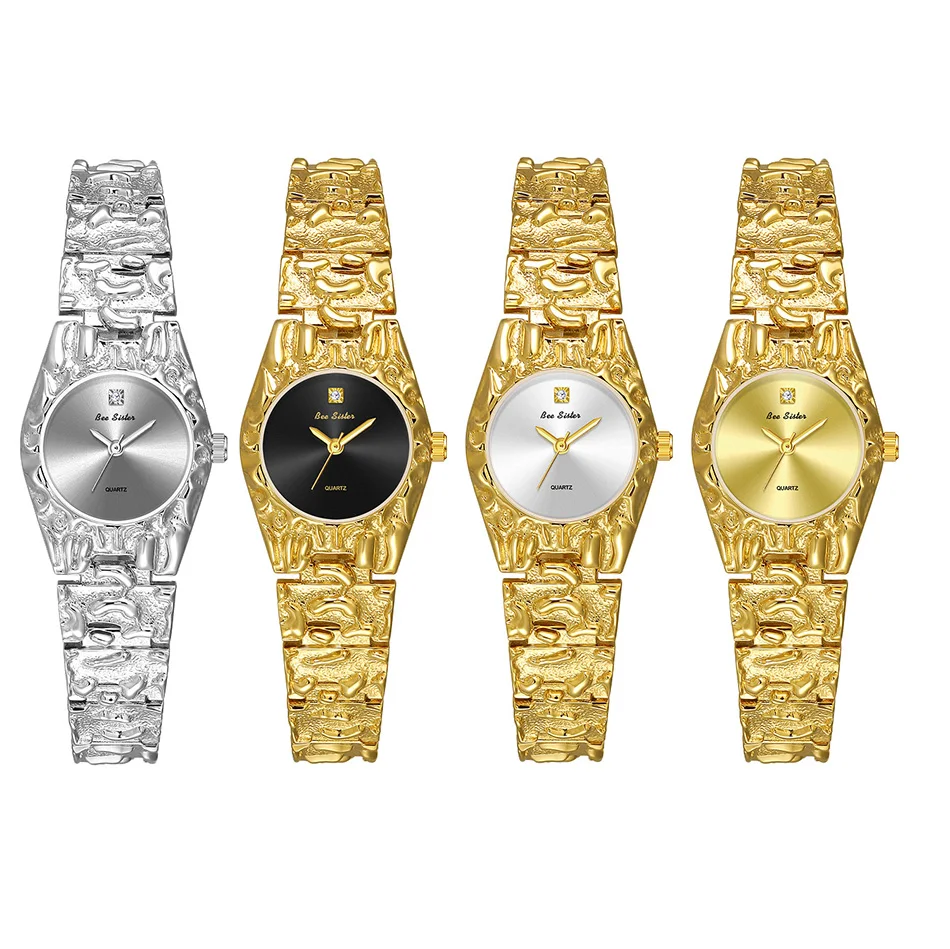 Retro Women's Quartz Watch Gold Silver Circular Dial Elegant_voghion.com