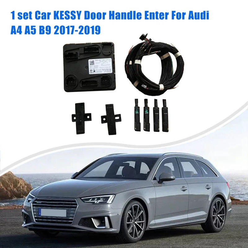 

1 Set Car KESSY Door Handle Black Door Handles ABS Door Handles Enter For A4 A5 B9 2017-2019