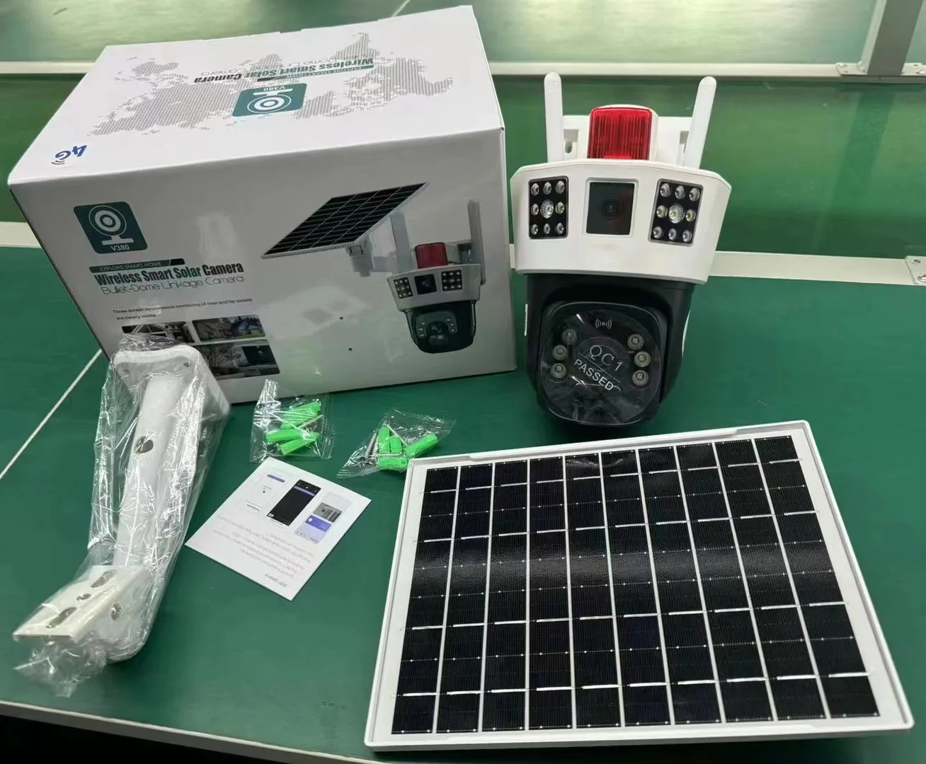 Saikiot 3 Screens Dual Lens V380 Pro 12MP 6K PTZ 4G Solar Powered CCTV Security Camera 360 Outdoor Waterproof Solar Camera WIFI