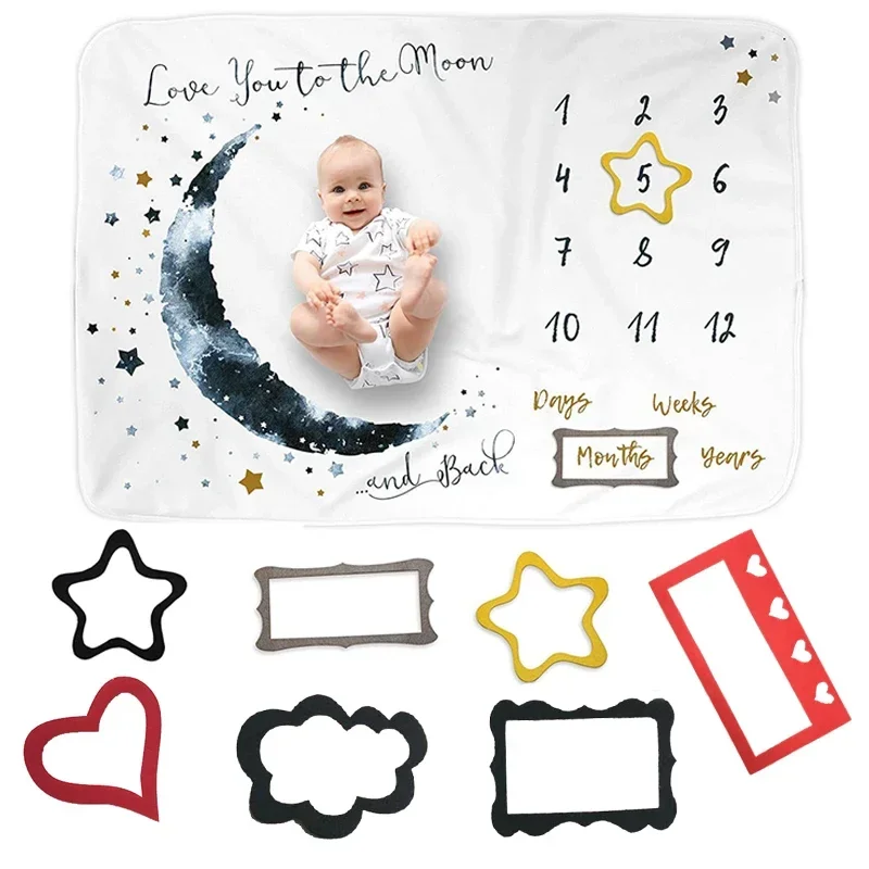 Felt Frame Newborn Baby Growth Milestone Blanket Photography Props Frame Photo Frame Accessories 1