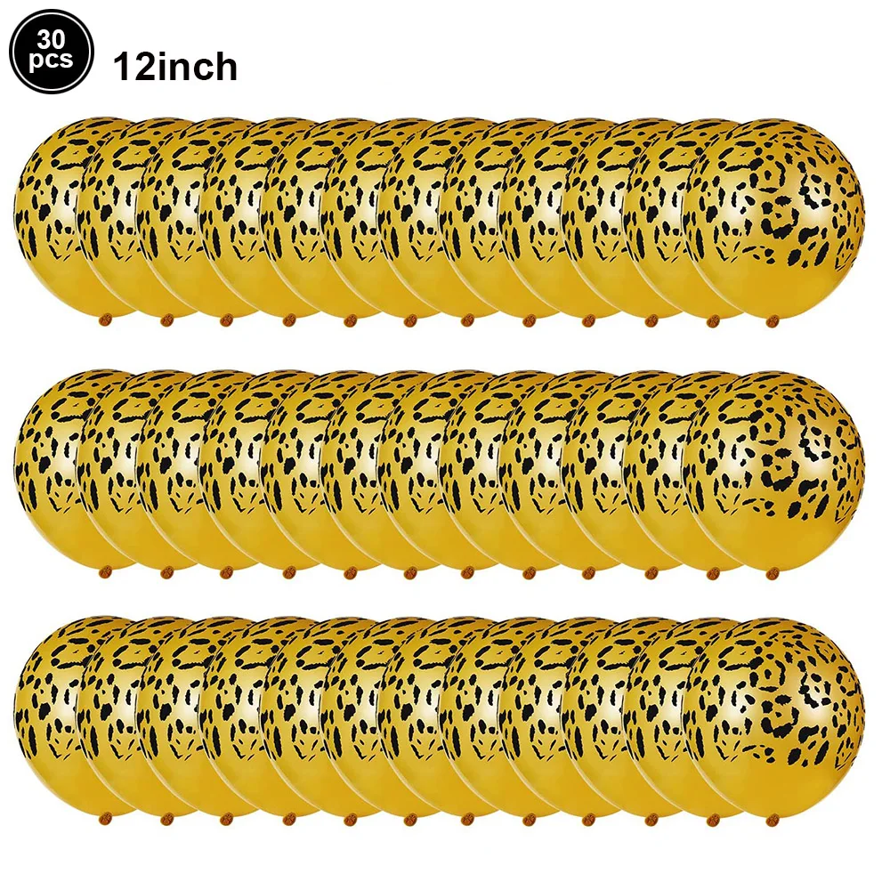 30 Stück Latexballons mit Leopardenmuster, gepunktete Luftballons für Zoo, Tierparty, Dschungel, Kind, Baby, Geburtstag, Party, Dekoration