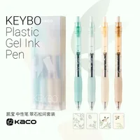 Kaco KEYBO Gel Ink Pen Set, 4pcs Bamboo Pattern Plastic Transparent Holder Soft Grip Aesthetic Pens, Taking Notes Dairy Writing 1