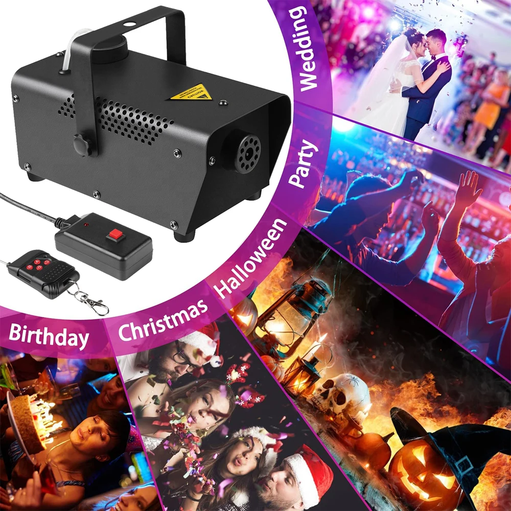 400W Mini Thermal Smoke Fog Machine Stage Effect Equipment For Home DJ Party  Concert Halloween Christmas Recommend