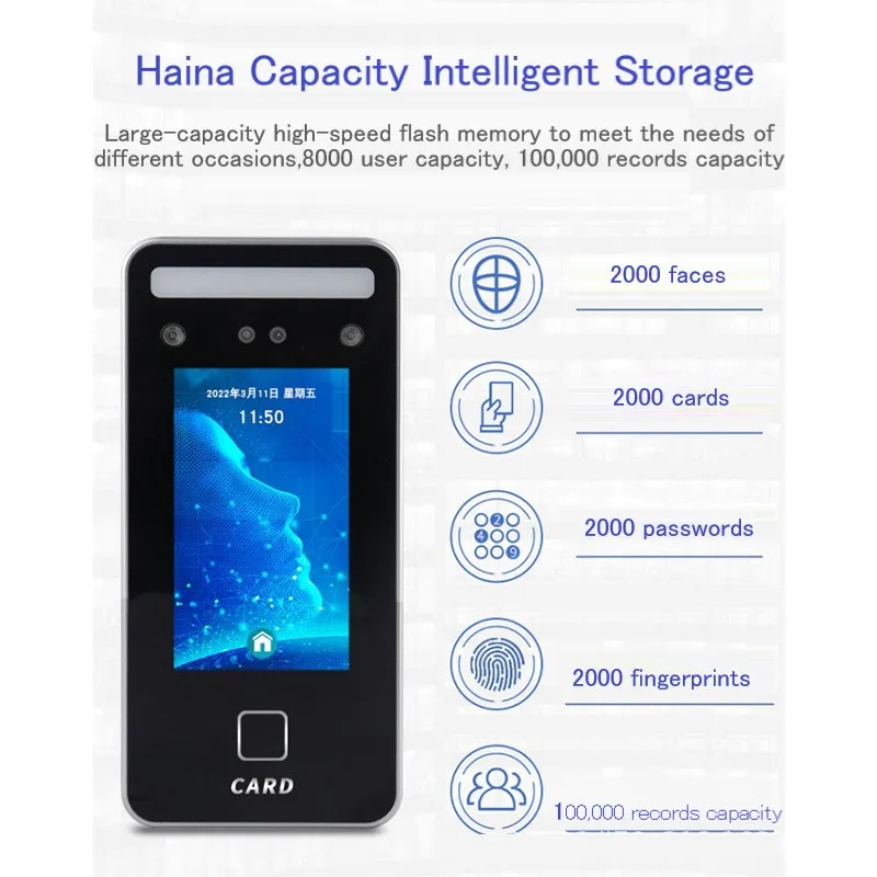 S1000 Biometric Face Recognition Time Attendance Machine System With keyboard Fingerprint Reader Facial Time Clock