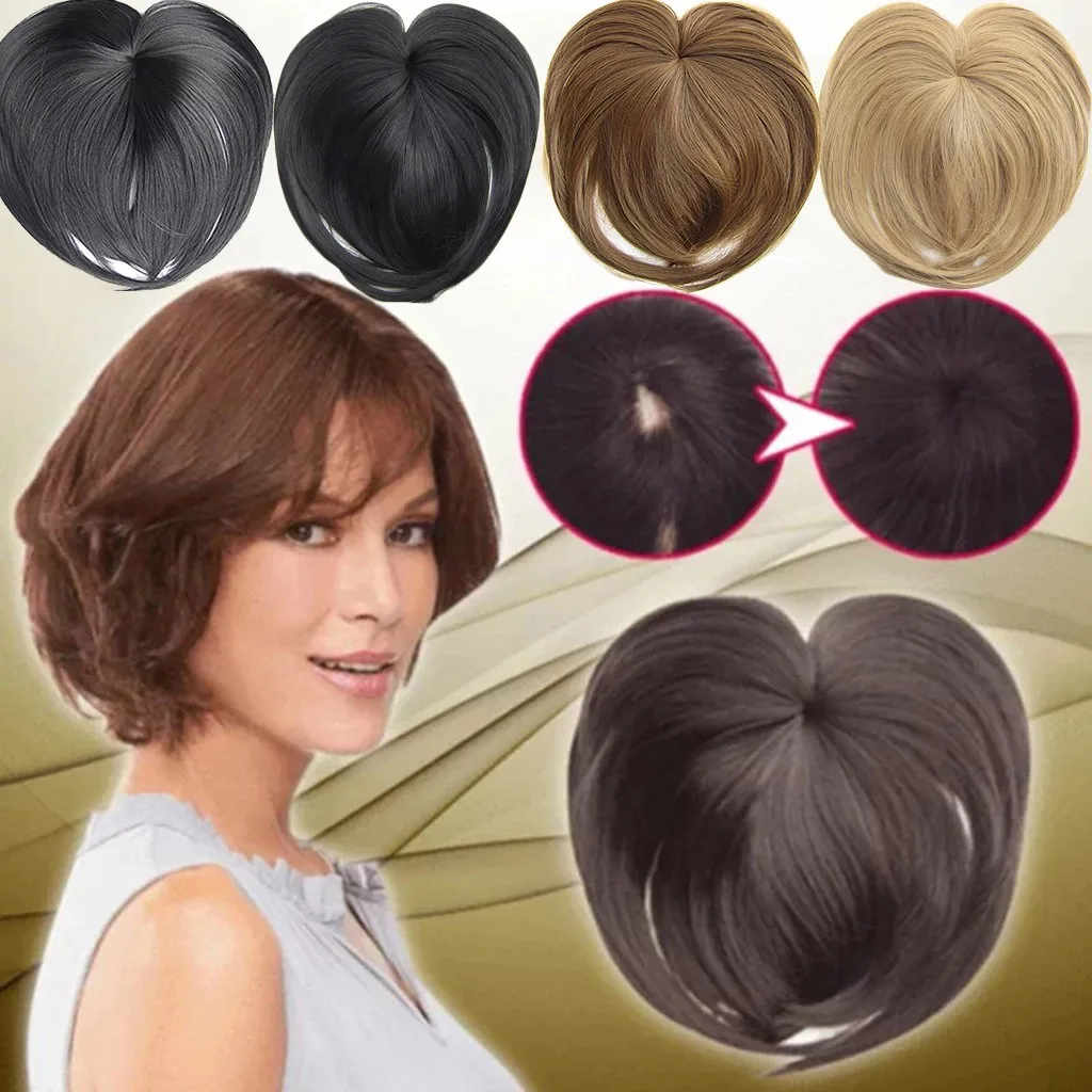 Human Hair Toppers for Women Clips in Human Hair Bangs Fringe Hairpieces Middle human hair extensions