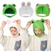 Novelty Funny Big Frog Eyes Bunny Ears Cute Cartoon Plush Hat Toy Green Full Headgear Cap Cosplay Costume Party Dress Up Hat 3