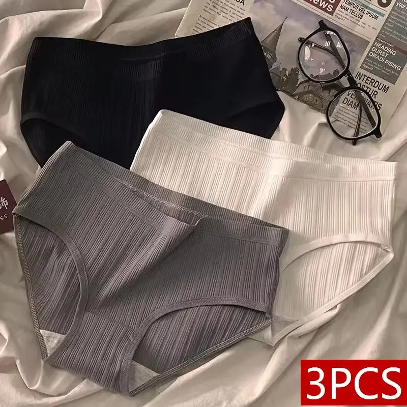 3 pièces/ensemble Style sportif coton femmes culottes sous-vêtements pour fille respirant taille moyenne Shorts Sexy Lingerie grande taille slips solides