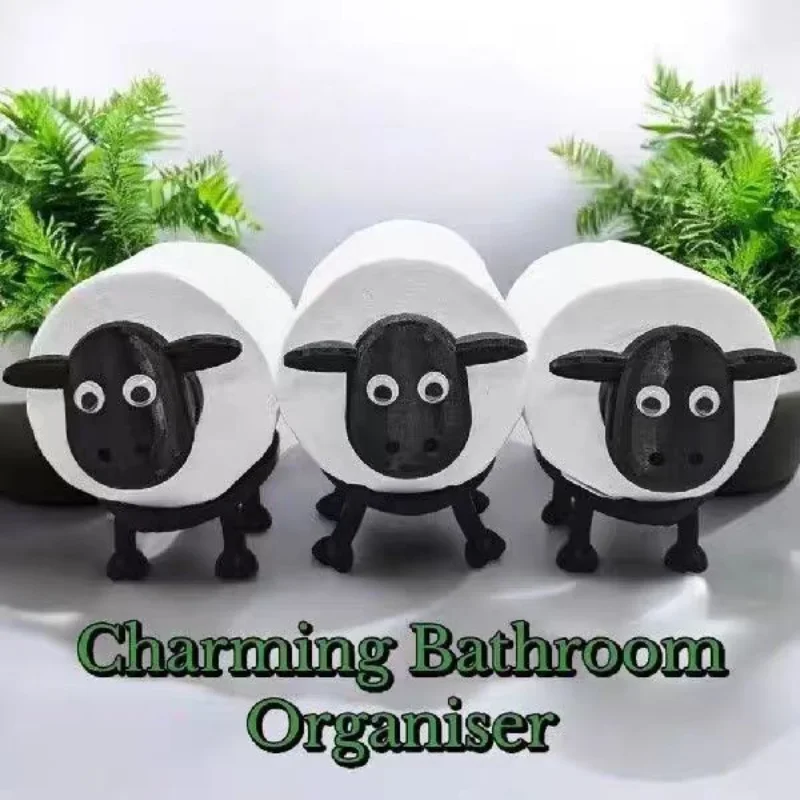 1/3/5PCS Sheep Toilet Roll Holder Funny Toilet Paper Holder Free Standing Bathroom Set Black Sheep Roll Rack Cute Bathroom Decor