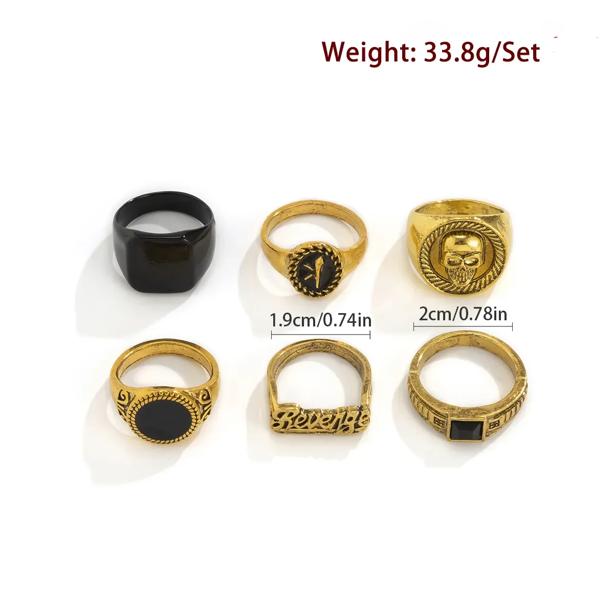 Ring Set 6Pcs/Set Goth Vintage Skeleton Skull Antique Unisex Punk Carved Knuckle Jewelry