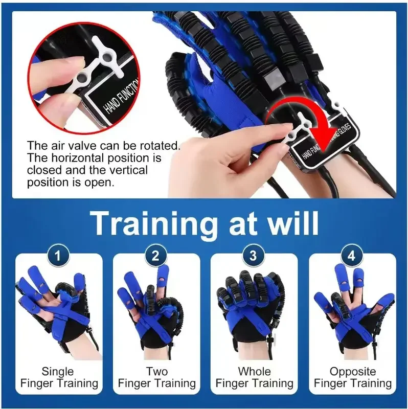 Left & Right Hand Finger Rehabilitation Exerciser Robot Gloves Stroke Hemiplegia Cerebral Infarction Training Equipment Therapy