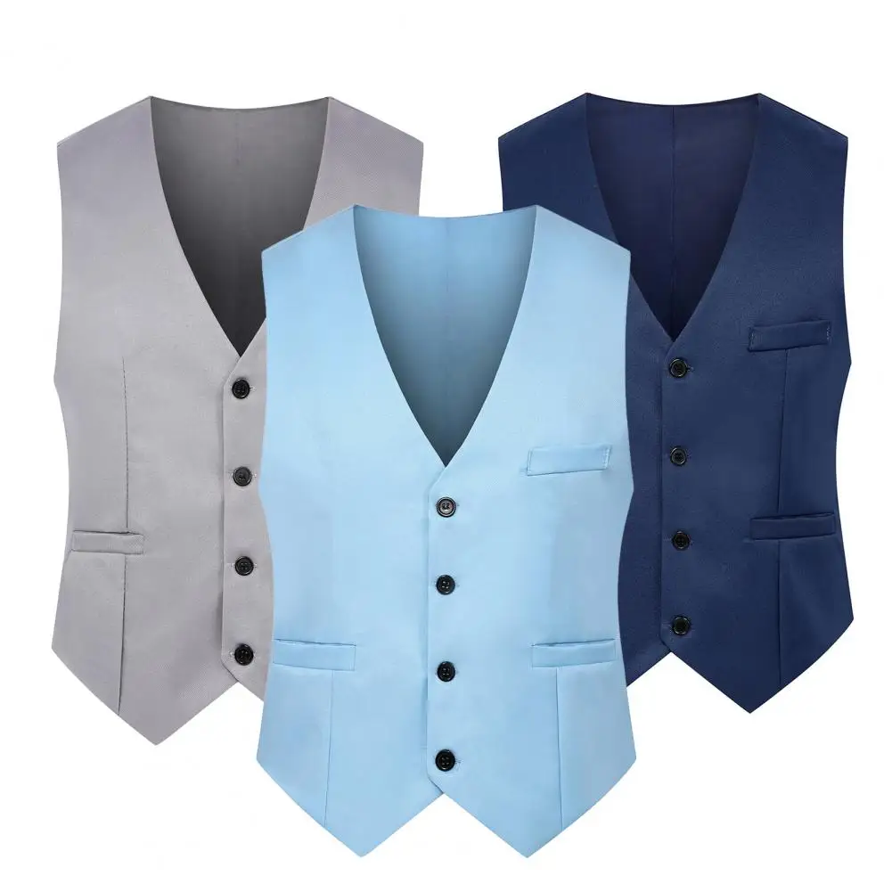 Great Suit Classic Pure Color Gentle Sleeveless Spring Vest Men Waistcoat Slim Fit dress vests