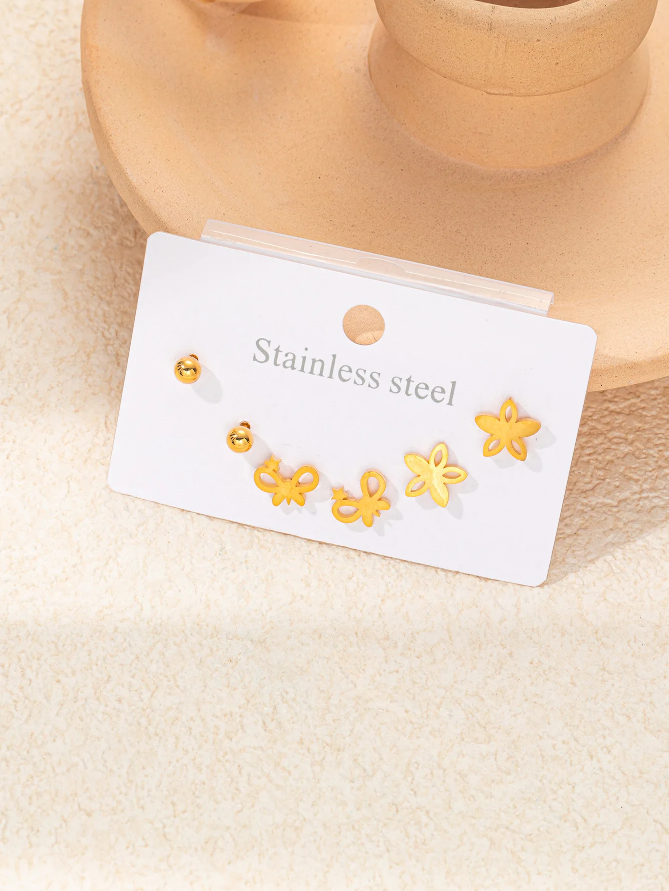 Luxury 316L Stainless Steel 6 Pieces Star Moon Zircon Earring for Women Simple Delicate Jewelry Gifts Wholesale 6