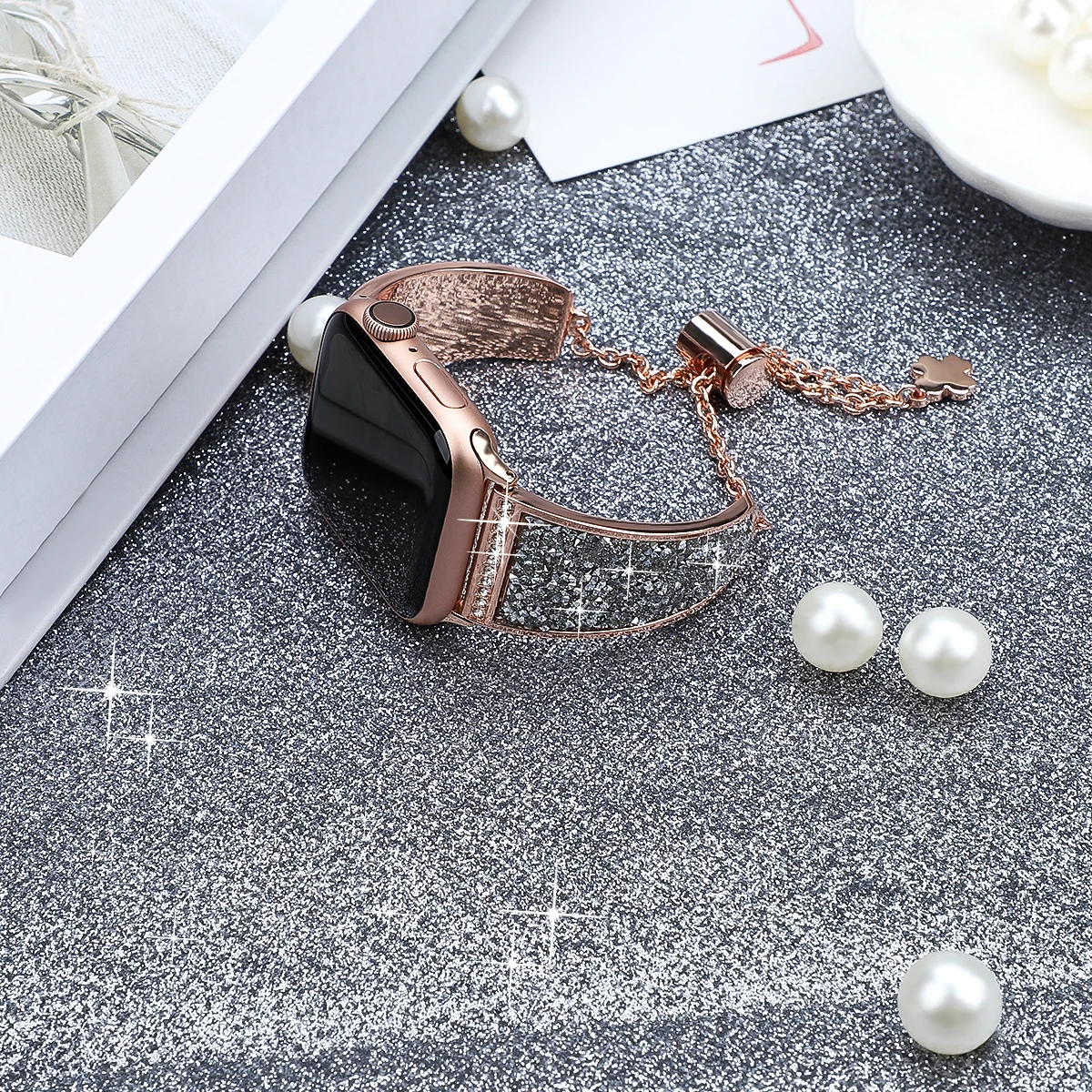 Metal strap for Apple watch band 49mm 45mm 44mm 42mm 41mm 40mm Women Diamond Bracelet Wristband For iwatch Ultra 8 7 6 5 4 3 SE