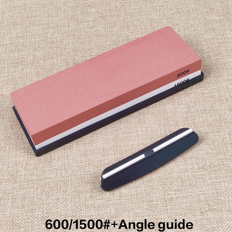 طقم حجر شحذ السكاكين الاحترافي 400/1000 3000/8000 حصى قاعدة من الخيزران غير قابلة للانزلاق سكين مزدوج الجانب دليل زاوية المشحذ