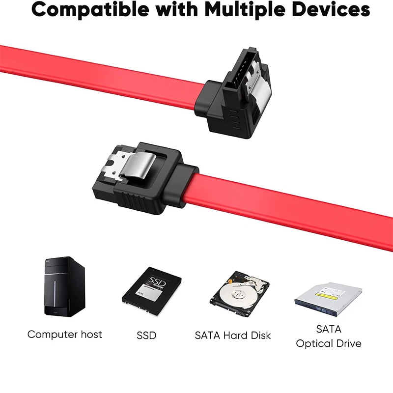 SATA III 케이블 6Gbps Sata 3.0 코드 각도 조절 SATA III 데이터 케이블 (잠금 래치 포함, Sata 2.5인치 SSD, 3.5인치 HDD 드라이브용)