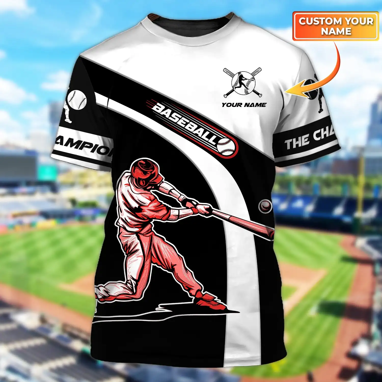 Camiseta con estampado de béisbol 3D para hombre, camisa de manga corta con  cuello redondo de gran tamaño, informal, ropa de calle suelta, Harajaku