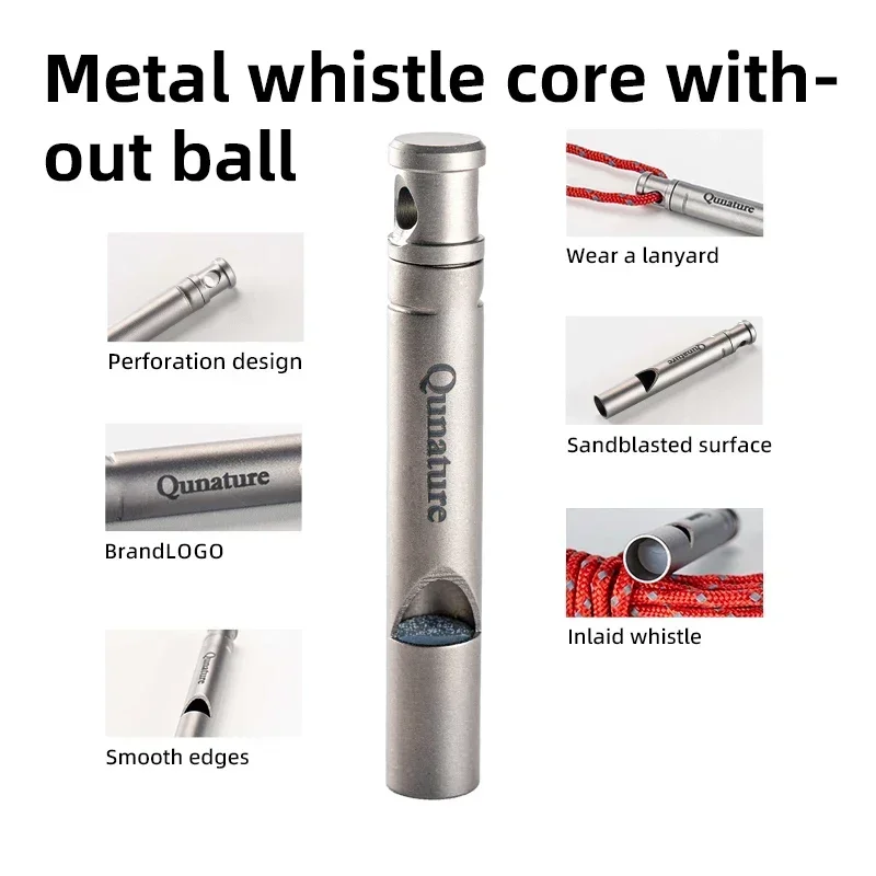 Qunature Portable Whistle Backpack Camping Hiking Survival Whistle Outdoors Tools Pure Titanium 1pcs Emergency Gear
