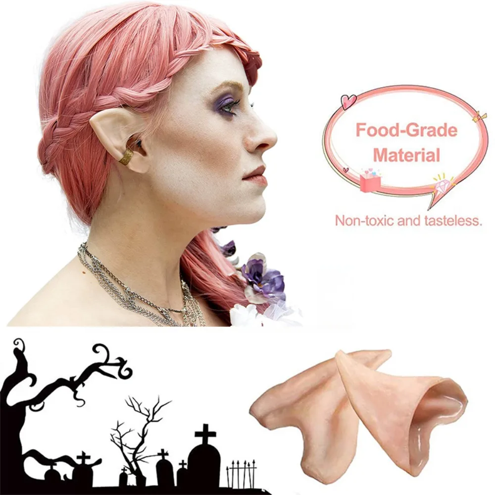 

1Pair Halloween Latex Soft Elf Pointed Ears High Simulation Soft Harmless False Ears Props Stage Show Party Cosplay Accessories