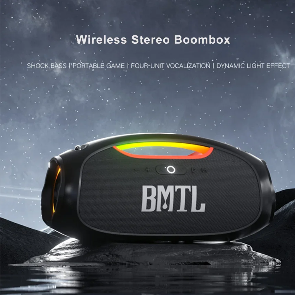 

100W Powerful Shocking Bass Speaker Original BMTL Boombox Stereo Surround with RGB Light Portable Wireless Bluetooth Subwoofer