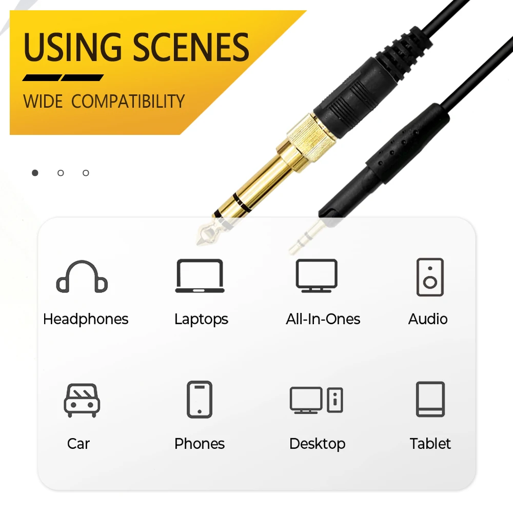 High-extensional Spring Headphone Cable with 3.5MM + 6.35MM to 2.5MM jack for SENNHEISER HD6 HD7 HD8 HD515 HD518 HD558 HD598