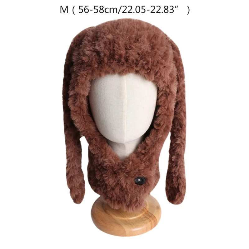 

Winter Furry Ears Hat Neck Warmer Furry Rabbit Gifts Y2K Winter Hat Adults Kids