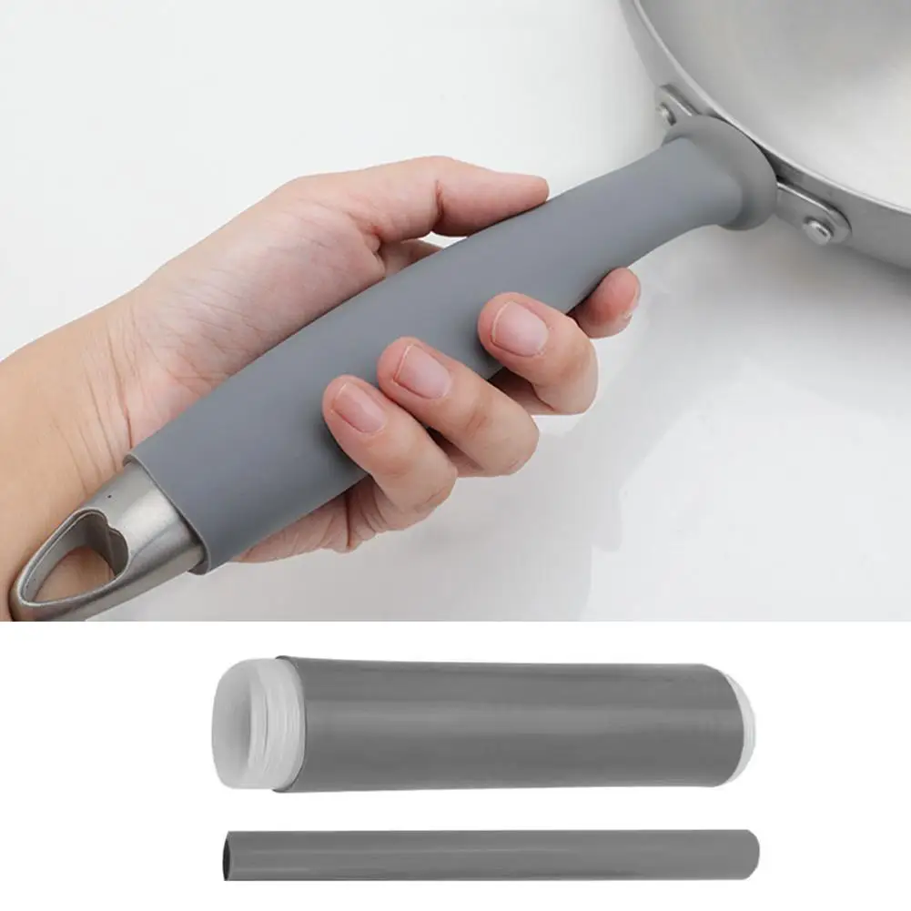 1PC Wok Handle Heat Insulation Cover Handmade Iron Milk Pot Pan Stainless Rubber Anti-scalding Frying Steel Pan Household C1S5