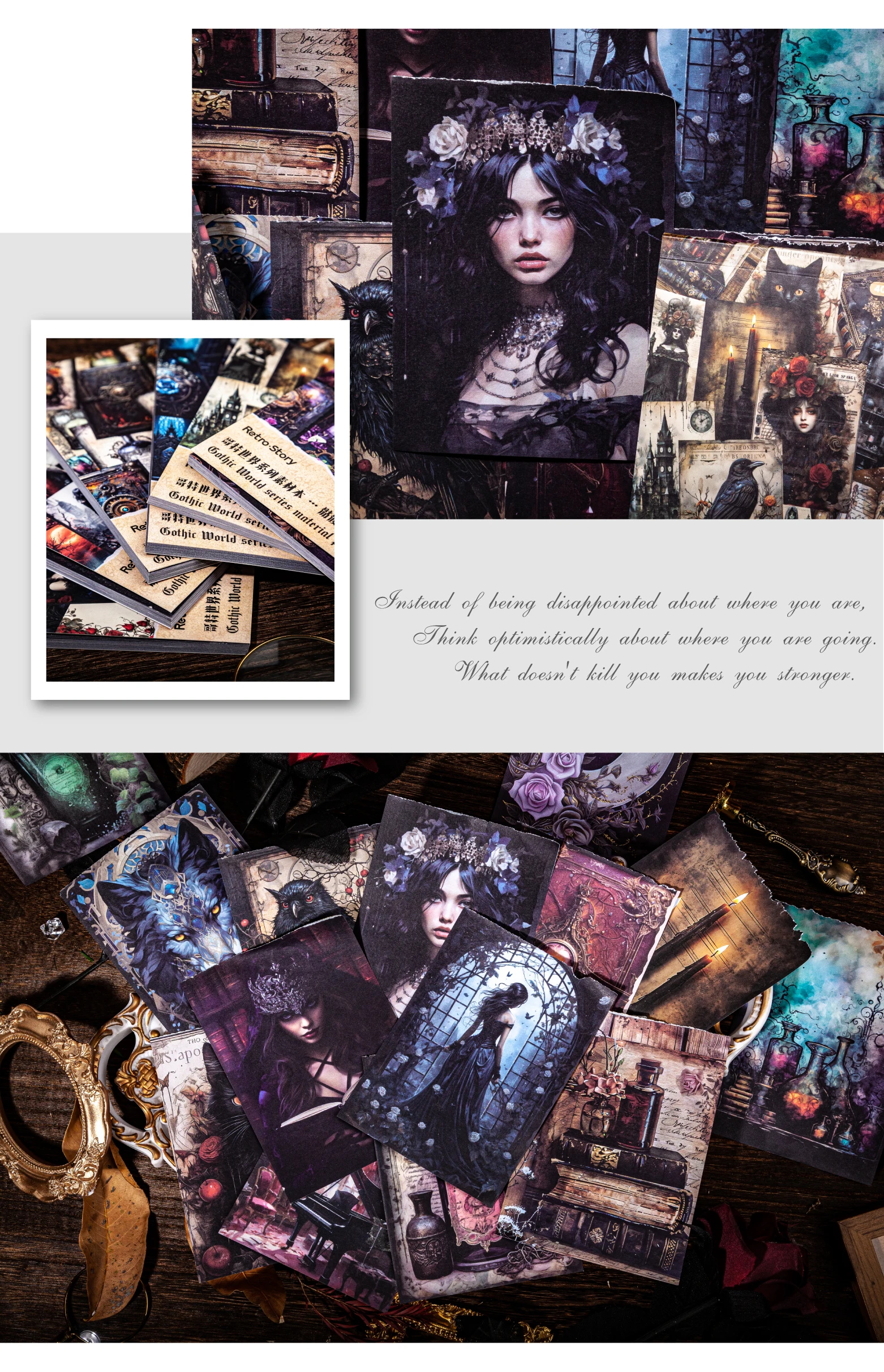 40 Stück Vintage Dark Gothic World Scrapbooking Material Papier DIY Scrapbooking Dekor Junk Journal Planer Hintergrundpapier – Detail 9