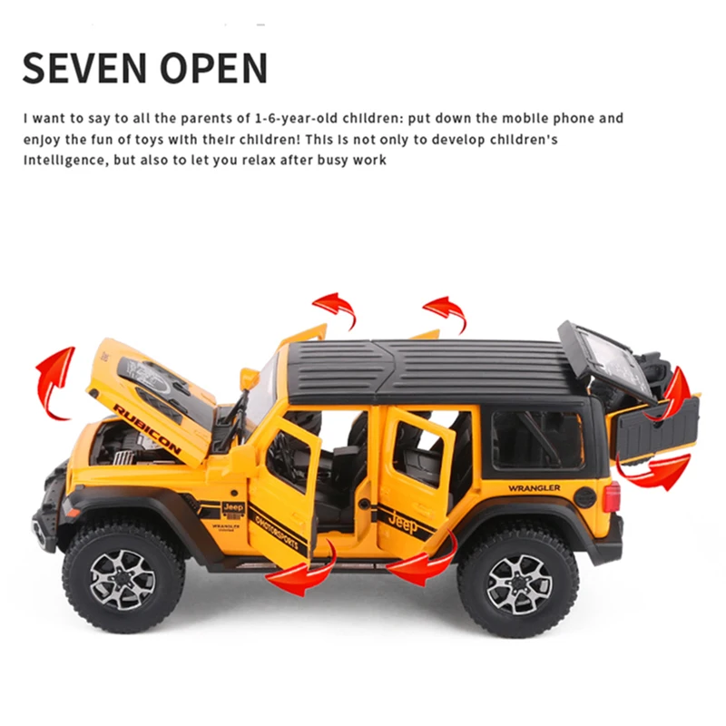 1:22 Jeeps Wrangler Rubicon Alloy Car Model Diecasts Metal Off-road Vehicles Car Model Simulation Collection Childrens Toys Gift 4