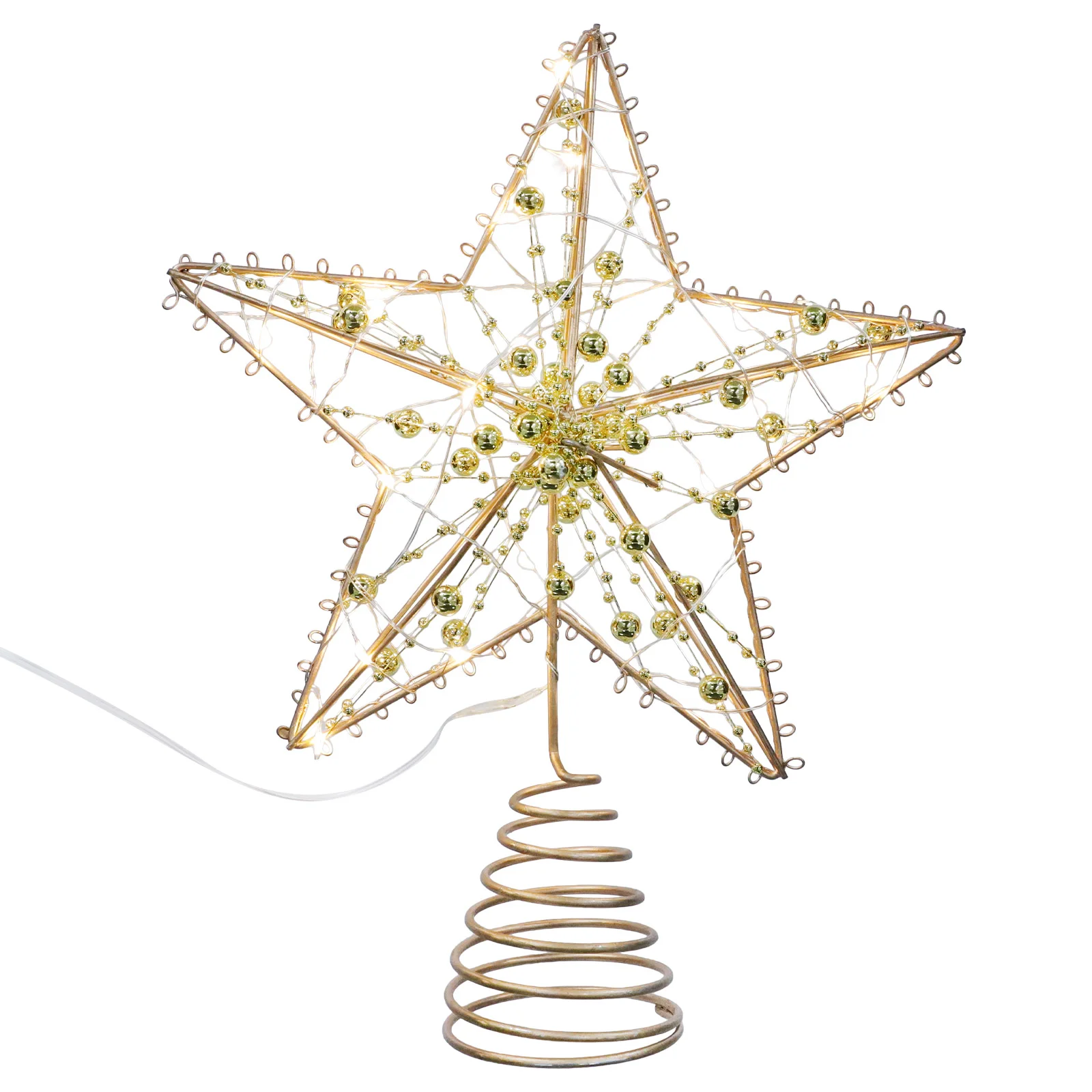 

Tree Top Star Iron Craft Christmas Adornment Treetop Decor Ornament Creative Topper LED Festival Cupid