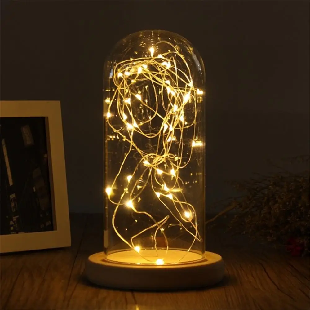 Display Jar Glass Cloche Jar Transparent Display Stand Cover With Wooden Base Acrylic Dust Cover Display Box Terrarium Tabletop Flower Box