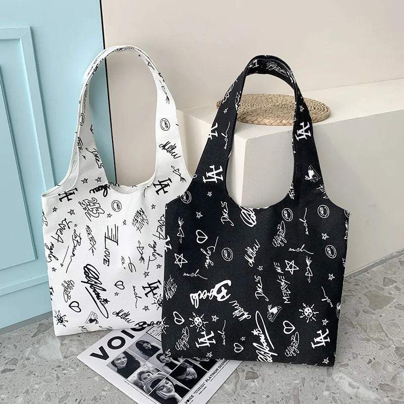 Factory Supply Spot Back Core Cow Model Cute Shoulder Bag Casual Canvas Bag Large Capacity Shoulder Canvas
