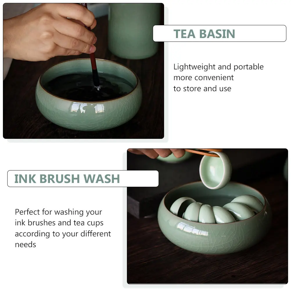 1Pcs 잉크 브러쉬 워셔 청자 물통 차통 다목적 도자기 서예 브러쉬 워시 컵 다도 용품